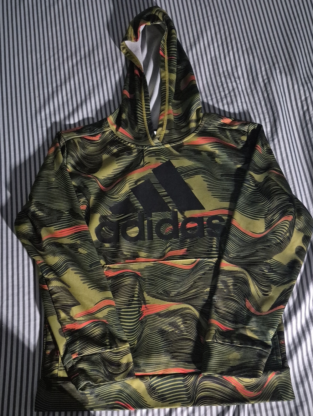 adidas Kids Olive Green & Orange Graphic Hoodie